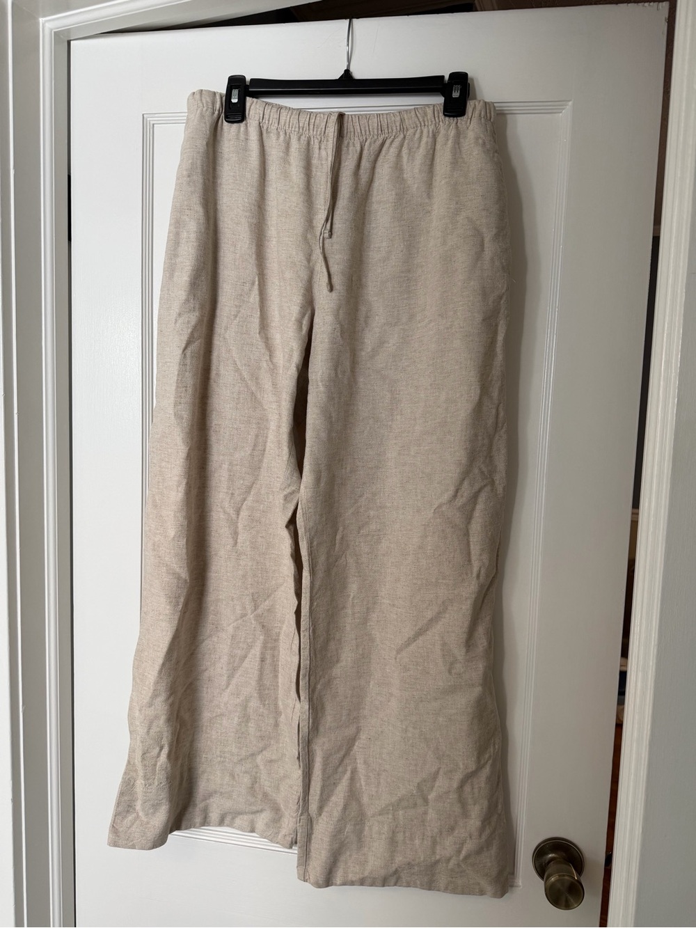 GAP Women Light Beige Linen-Blend Pants